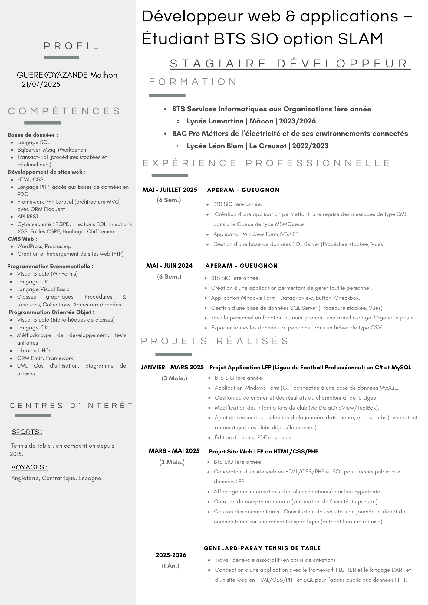 CV de Malhon Guerekoyazande